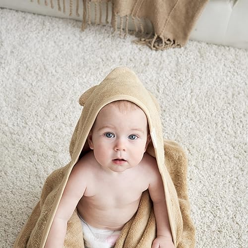 Toddler Bath Towel - Viscose from Bamboo & Cotton Blend for Delicate Skin - Super Soft Thick 600GSM - Ideal Toddler Boy and Girl Bath Essentials 35'x35' Bath Towel - Baby Towel with Hood - Jamouz