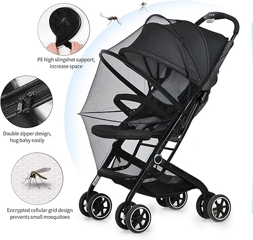 Stroller Sun Shade, 2-in-1 Stroller Mosquito net Cover and Stroller Shade, Universal Breathable Baby Stroller Cover for Sun with Two-Way Zipper for Stroller Shade Extender. - Jamouz