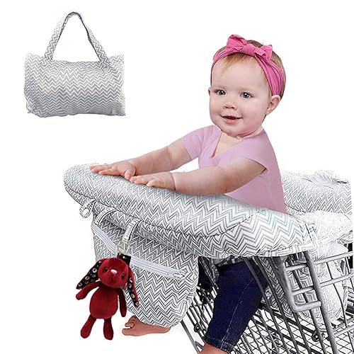 2-in-1 Shopping Cart Cover and Highchair Cover for Baby, Large Size with Sippy Cup Holder, Cell Phone Storage, Shower Gift Idea - Jamouz