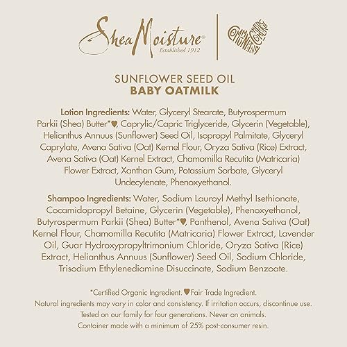 SheaMoisture Baby Wash and Shampoo 21 oz 2 Count - Oat Milk and Rice Water Care with Shea Butter for Sensitive and Dry Skin, Hypoallergenic, Sulfate and Paraben Free, Fragrance Free - Jamouz
