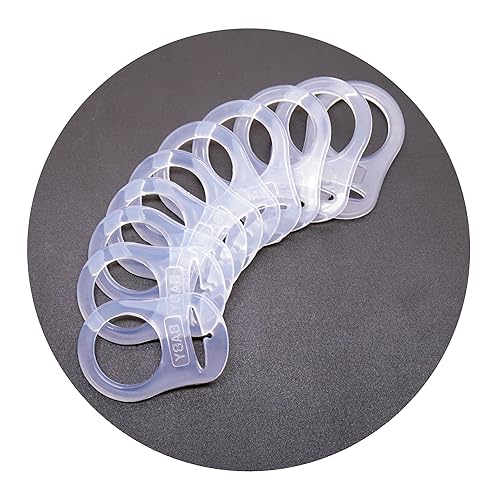 10 Clean Food Grade Transparent Silicone Adapter Rings Holder for Button Style Maam Dummy Baby Pacifier Soother Teething Ribbon Clip - Jamouz