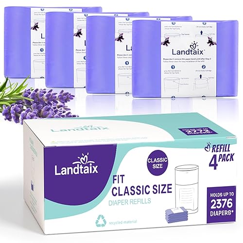 Refills Only Compatible with Dekor Classic Diaper Pail Refills|4 Pack for 2376 Diapers(Extra 20% Lengths)Diaper Pail Bags with Extra 30% Thickness Powerful Odor Eliminate Lavender Scent for Baby/Adult - Jamouz