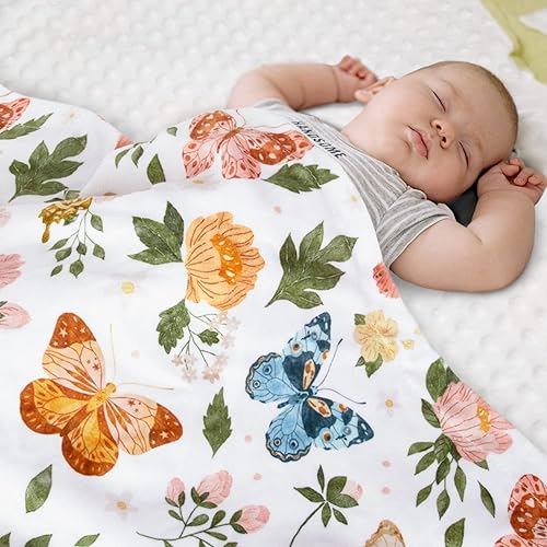 HOMRITAR Baby Blanket for Boys Girls Soft Plush Minky Blanket with Double Layer Dotted Backing for Toddler with Forest Foxes Multicolor Printed 30 x 40 Inch (75 x 100 cm) - Jamouz