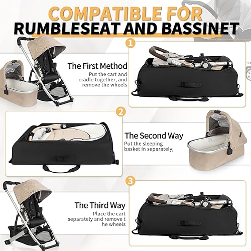 Stroller Bag For Rumbleseat And Bassinet VISTA/CRUZ V2 Stroller Travel Bag Heavy Duty Gate Check Stroller Bag With Delectable Shoulder Strap - Jamouz