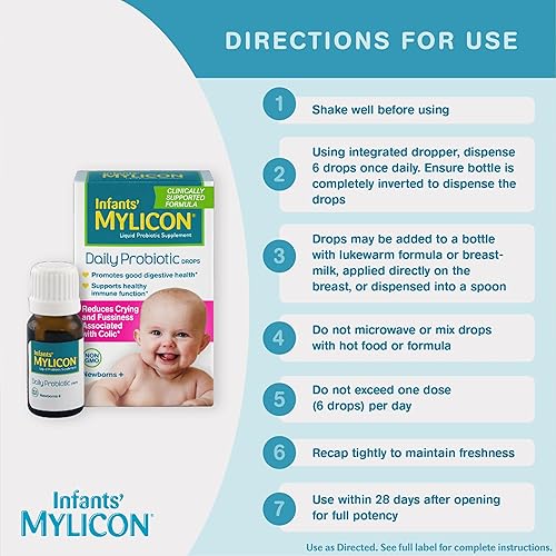 Infants' Mylicon Daily Probiotic Drops, for Colic and Fussiness, 8mL, 21 Daily Doses - Jamouz