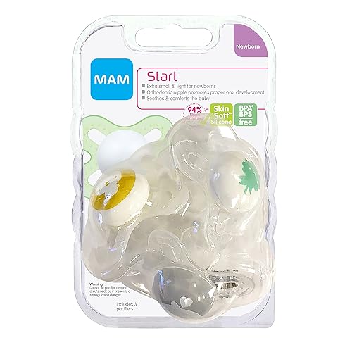 MAM Original Start Matte Newborn Baby Pacifier, Best Pacifier for Breastfed Babies, Boy, 0-3 Months (Pack of 4) - Jamouz