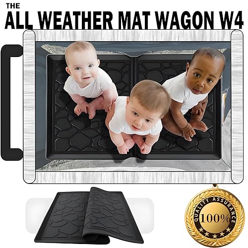 All Weather Silicone Stroller Wagon Mat - Waterproof Protective Liner for Sand, Dirt, Mud & Rain - Compatible with W4 Models - 33.6'x20.6'x0.75' (Beach, Camping, Daily Use) - Jamouz