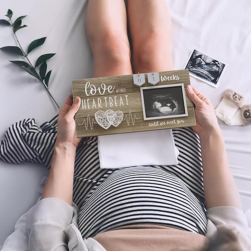 Baby Sonogram Picture Frame with Countdown Weeks - Standard 4'x3' Ultrasound Photo - Pregnancy Announcements Ideas - Gender Reveal Baby-Shower Gift - New Mom Expecting Parents to Be Keepsake Gifts - Jamouz