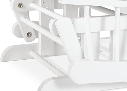 Child Craft Glider Rocker & Ottoman Set, Thick Padded Cushions, Storage Pockets, Solid Wood Base (Matte White & Gray) - Jamouz