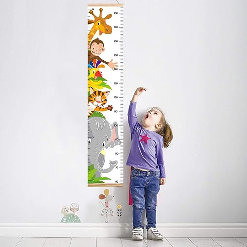 Animals Growth Chart for Kids, Baby Height Chart, Canvas Height Measuring Rulers for Boys Girls (Animals 1) - Jamouz