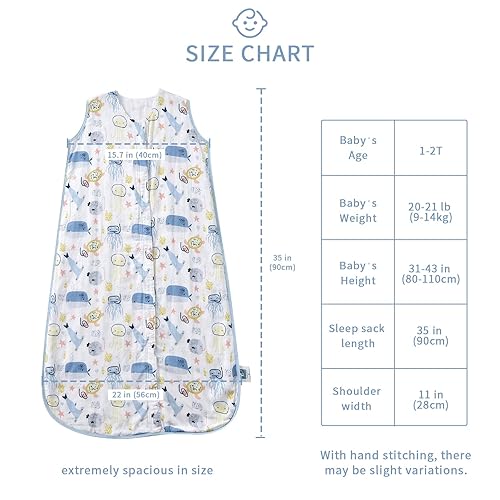 Baby Sleep Sack 2-4 T Baby Wearable Blanket 100% Organic Cotton 0.5 TOG Toddler Sleeping Sack 2- Way Zipper Soft Lightweight X-Large Pup - Jamouz