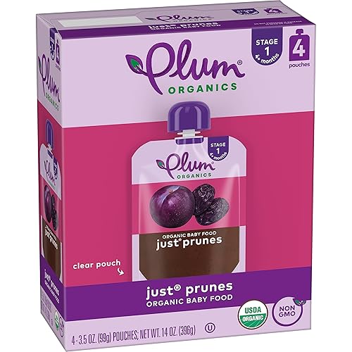 Plum Organics | Stage 1 | Organic Baby Food Meals [4+ Months] | Just Prunes | 4 Ounce Pouch (Pack Of 12) - Jamouz