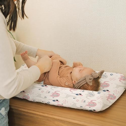 Stretchy Changing Pad Covers for Boys Girls,2 Pack Jersey Knit,Elephant & Whale - Jamouz