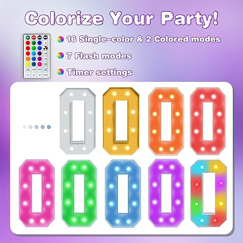 3FT Colorful Marquee Light Up Letter E, Large Marry Me Light Up Letters Sign, Baby Letters for Baby Shower, Name Letters for Wedding Party Decoration, Cardboard Letters, 18 Color Modes with Remote - Jamouz