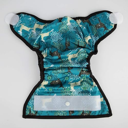 Baby Cloth Diaper Cover Nappy Hook and Loop Double Gusset 6.6lbs to 33lbs (Rabbits Wolves) - Jamouz