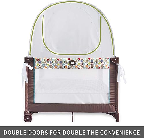 Baby Crib Tent Safety Net, Durable Strong Self-Locking Zippers, Protects from Climbing Out and, Insects, Mosquitoes, Installs with Rods (Crib 52.25' - 28.25') - Jamouz