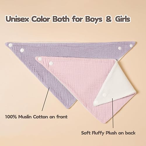 Susurration Muslin Baby Drool Bibs 6Pack Soft Triangular Adjustable Baby Bandana Bibs for Unisex Baby Girls & Boys - Jamouz