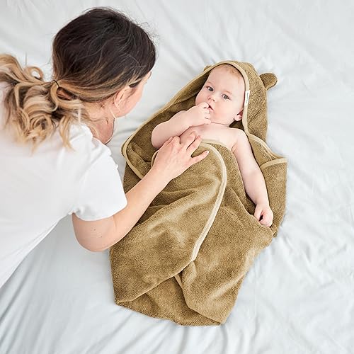 Toddler Bath Towel - Viscose from Bamboo & Cotton Blend for Delicate Skin - Super Soft Thick 600GSM - Ideal Toddler Boy and Girl Bath Essentials 35'x35' Bath Towel - Baby Towel with Hood - Jamouz