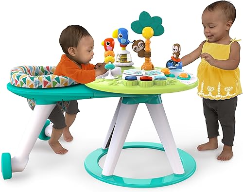Bright Starts Around We Go 2-in-1 Baby Walker, Discovery Activity Center and Table, Tropic Cool, Ages 6 Months+ - Jamouz