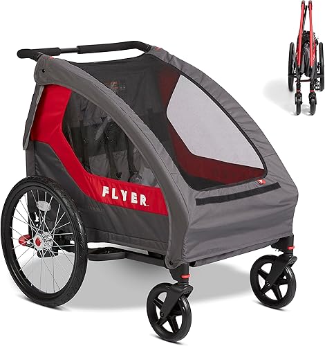 Flyer™ Duoflex 2 in 1 Bike Trailer and Double Stroller for Toddlers, 1+ Years - Jamouz