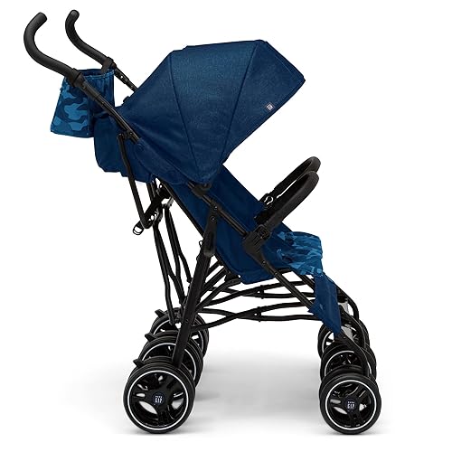 GAP babyGap Classic Side-by-Side Double Stroller - Lightweight Double Stroller with Recline, Extendable Sun Visors & Compact Fold - Made with Sustainable Materials, Grey Stripes - Jamouz
