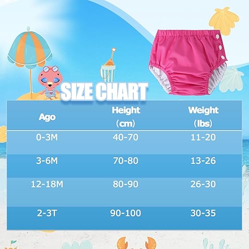 Baby Newborn Reusable Swim Diapers Washable Toddler Swim Diaper Unisex Infant Swimming Diapers Hot Pink, 6-18 Months - Jamouz