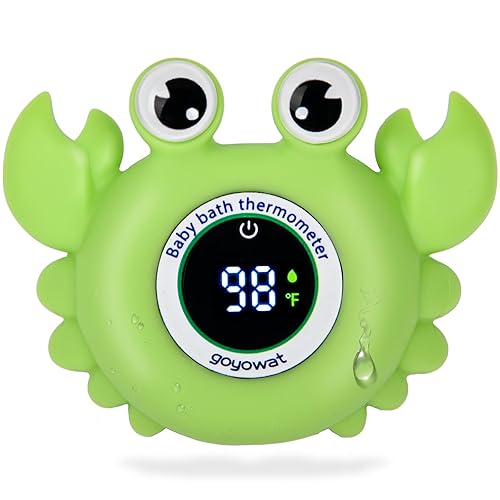 Baby Bath Thermometer with LED Display, Floating Crab Toy – 2-in-1 Water Safety Sensor for Infants, Color-Coded Alerts (Hot/Cold), Bath Tub Temperature Monitor, Cute Floating Bath Toy, Nursery - Jamouz