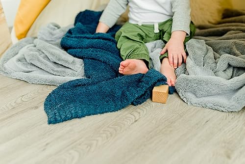 SARANONI Bamboni Luxury Baby Blanket | Plush Blanket for Infant Boys & Girls | Receiving Blanket 30” x 40” | Sky Blue - Jamouz