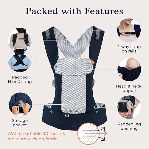 Beco Baby Carrier Gemini Newborn to Toddler-Front, Back and Hip Seat Carrier,Baby Carrier Backpack & Baby Front Carrier with Adjustable Seat,Ergonomic Baby Holder 7-35lbs (Grey) - Jamouz