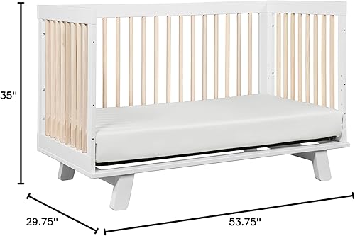 babyletto Hudson 3-in-1 Convertible Baby Crib with Toddler Bed & Daybed Conversion - Easy to Assemble - GREENGUARD Gold Certified w/ 4 Adjustable Mattress Heights - Natural - Jamouz
