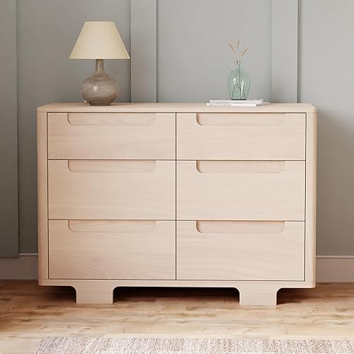 babyletto Yuzu 6-Drawer Dresser in White and Natural, Greenguard Gold Certified - Jamouz