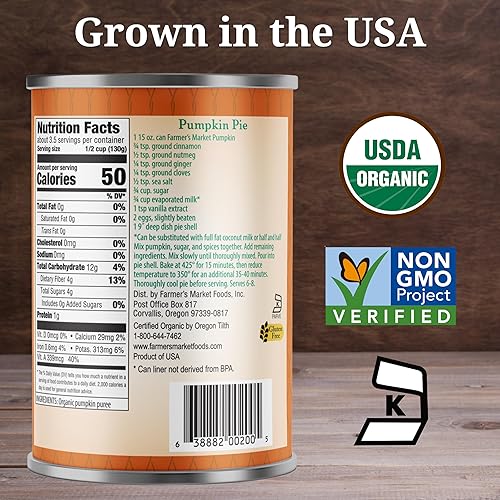 Farmer's Market Organic Pumpkin Puree, 15 Ounce (Pack of 12) - Jamouz