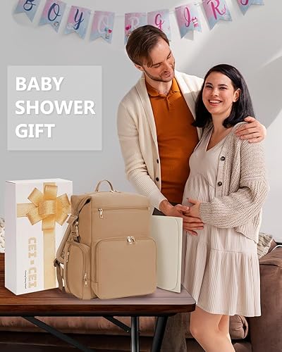 CEI-CEI Neoprene Diaper Bag Backpack with Changing Pad, Large Newborn Baby Maternity Bags Travel Tote with Insulated Pockets (Black) - Jamouz