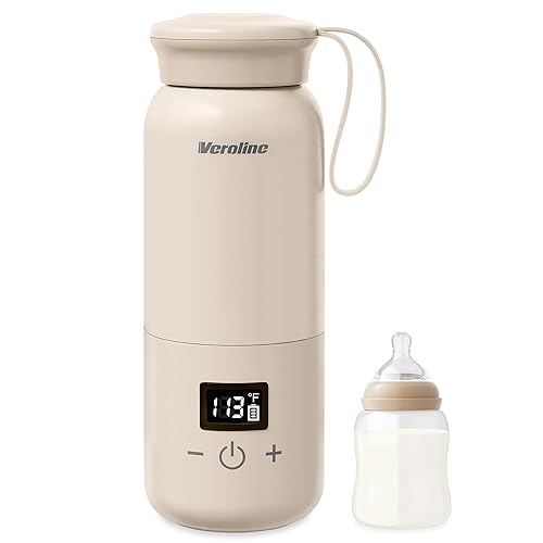 Portable Bottle Warmer for Travel, 10 Oz Baby Bottle Warmer with Adjustable Temp & Keep Warm for Formula, Breastmilk, Super Fast Charging & Cordless Milk Warmer, Rechargeable Water Warmer - Jamouz