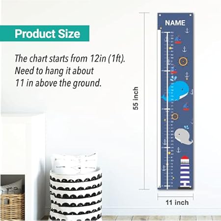 Personalized Kids Canvas Growth Chart, Height Chart, Growth Chart Banner, Train - Jamouz