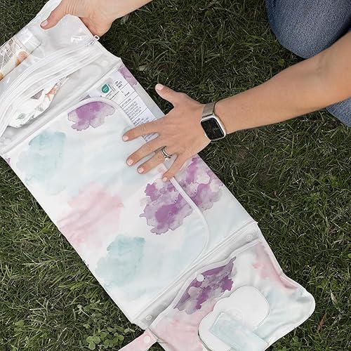 Tiny Twinkle Portable Diaper Changing Pad, Foldable Waterproof Baby Change Pad for Newborn Girl & Boy with Smart Wipes Pocket (Beige Checkers) - Jamouz