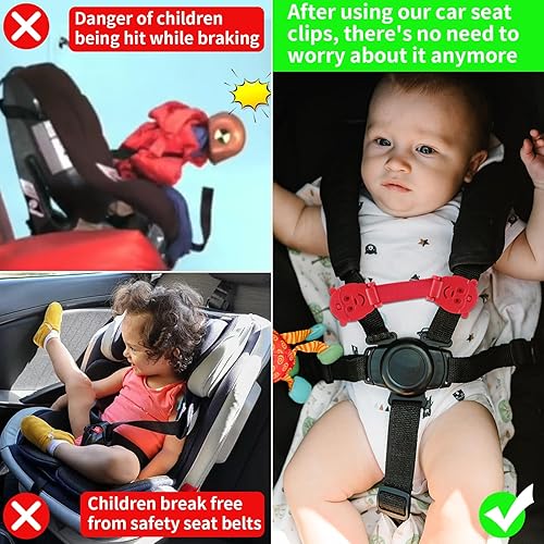 Anti Escape Baby Harness Chest Clip, Prevent Children/Kids Taking Their Arms Out of Child High Chairs/Strollers/Baby Reins, Red(2 Pack) - Jamouz