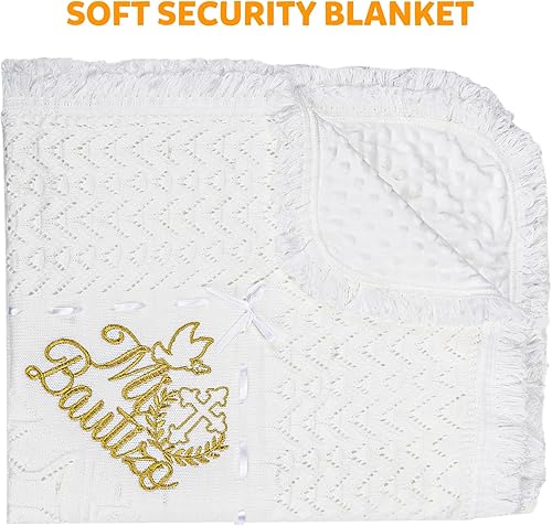 Baby Blanket Baptism Christening Gifts for Girl Boys Baby Easter Dedication Church Gifts Mi Bautizo White Soft Crochet Shawl Towel - Jamouz