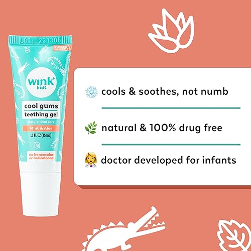 Wink Well Baby Teething Relief for Infants and Kids, Cooling, Soothing Natural Gel for Sore Gums and Other Teething Discomfort, May Be Used As A Toddler Training Toothpaste (15 ml) - Jamouz