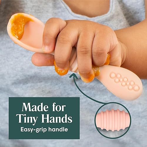 Simka Rose Baby Bowl and Spoon Set, Baby Bowls Suction for Toddler, BPA-Free Silicone Bowls Baby, Baby Bowl and Spoon Dishwasher and Microwave Safe Baby Feeding Supplies (Peach) - Jamouz