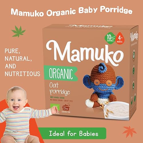 MAMUKO Baby Porridge - Healthy porridge with Oat Flavored & High Fiber - GMO-Free Oatmeal for Infants 3-6 Months - Organic Oatmeal for Healthy Growth & Development - 2 Pack (200g &10 Serving) - Jamouz