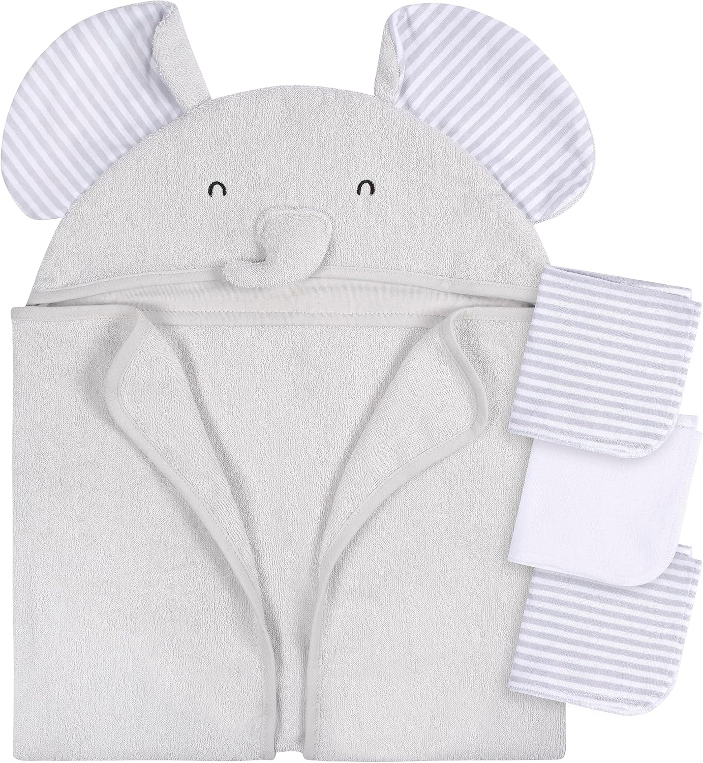 Gerber Baby 4 Piece Animal Character Hooded Towel and Washcloth Set, Brown Lion, One Size - Jamouz