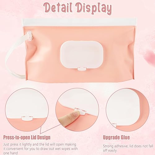 FEBSNOW 4 Pack Baby Wipe Dispenser, Portable Refillable Wipe Holder, Baby Wipes Container, Wipe Dispenser, Reusable Travel Wet Wipe Pouch (Geometric) - Jamouz