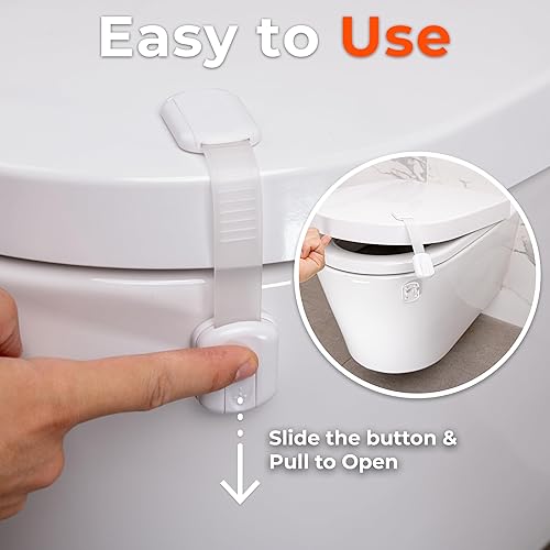 2-Pack Toilet Locks Baby Proof - Toilet Seat Locks for Toddlers with Adhesive - Toilet Latches Child Safety - No Tools Required - Jamouz