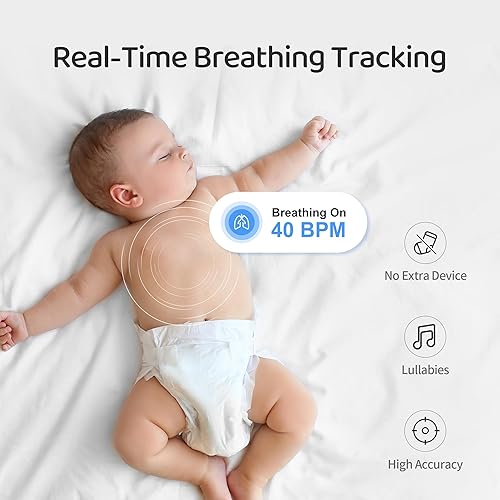 Cheego X3 Pro Smart Baby Monitor with Real-Time Contactless Breathing& Sleep Tracking, Cry& Face Cover Detection, Wall Mount& 2K Wi-Fi HD Video Camera and 2-Way Talk, Nightlight and Night Vision - Jamouz