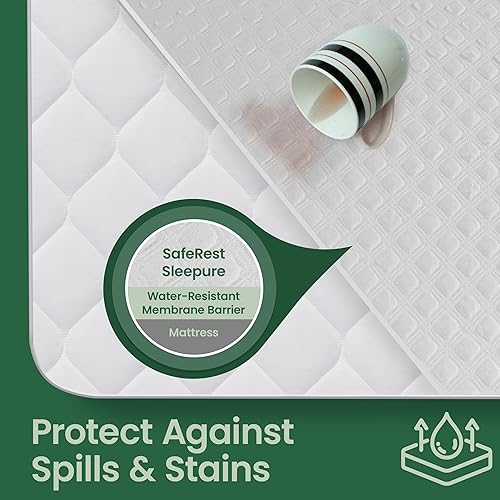 SafeRest 100% Waterproof Crib Size Mattress Protector - Fitted with Stretchable Pockets - Machine Washable Cotton Mattress Cover for Bed - Newbourn Baby Essentials for Toddler or Baby Nursery - Jamouz