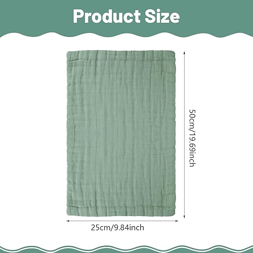 5 Pcs Muslin Baby Burp Cloths, Large 20'x10' Cotton Burping Cloth Extra Soft and Absorbent Baby Burp Rags for Newborn Unisex Baby Girls and Boys (Green) - Jamouz