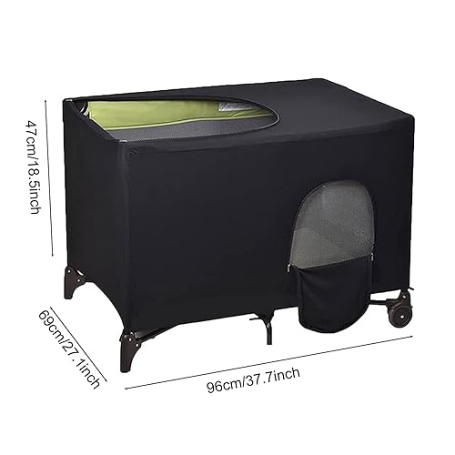 Crib Blackout Cover for Pack N Play, Stretchy Blackout Tent, Breathable Portable Travel Crib Shades, Baby Crib Canopy Cover for Indoor & Outdoor (Black) - Jamouz