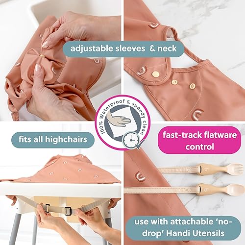 BIBaDO - Long Sleeve Baby Bibs - Babies & Toddlers 6-36 Months - Coverall Baby Led Weaning Bib - Easy Wipe, Soft & Waterproof - Jamouz