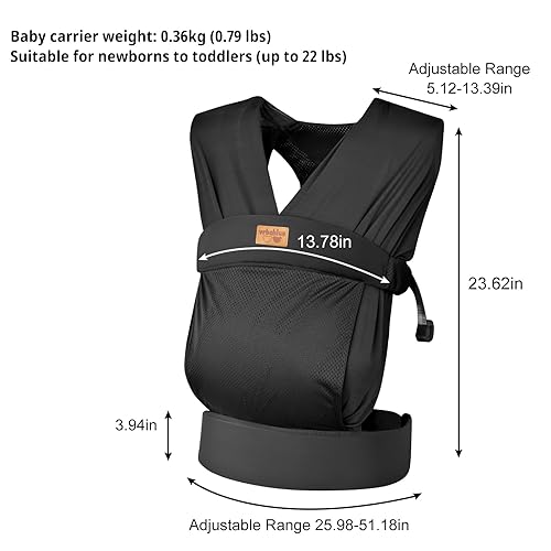 Baby Wraps Carrier Newborn to Toddler, Kangaroo Baby Easy Wearing Wrap, Adjustable Soft Baby Holder Front Chest Sling Carriers Perfect Baby Infant Essentials Gifts (Striped Grey, Cotton) - Jamouz